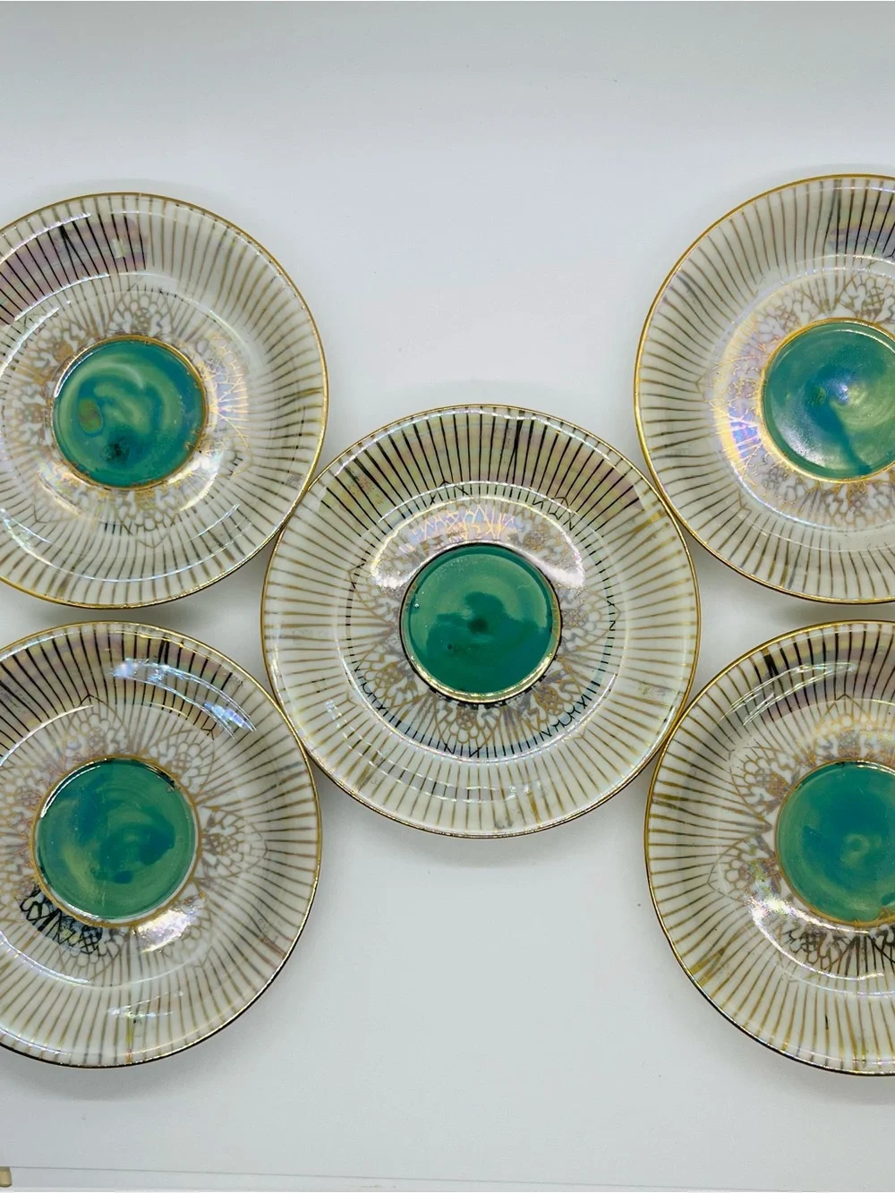 Set/5 Vintage Royal Halsey Japan Demitasse Tea Cups and Saucers